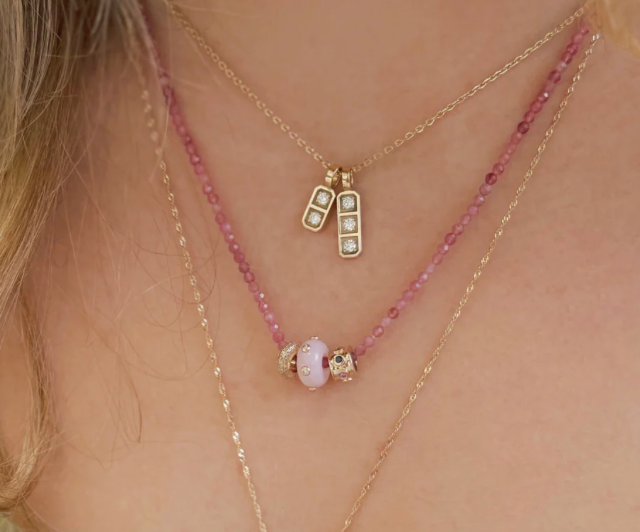 Opal and Diamond Rondelle Bead