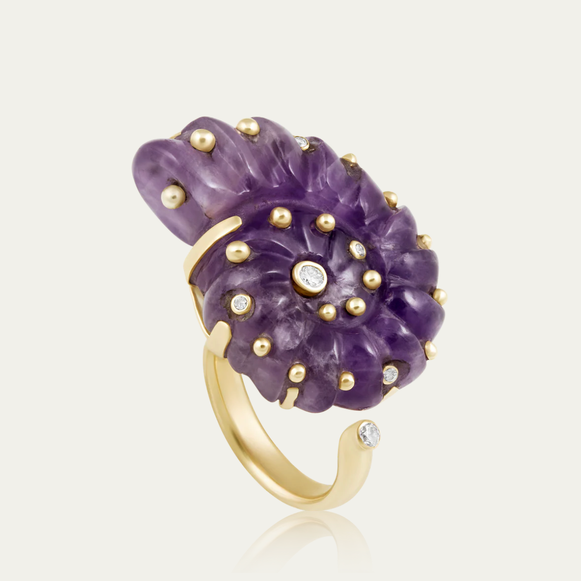 Carved Stone Ammonite Ring