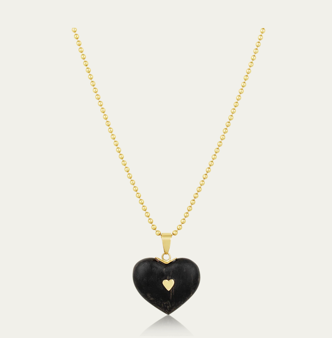 Carved Ebony Stitched Heart Pendant