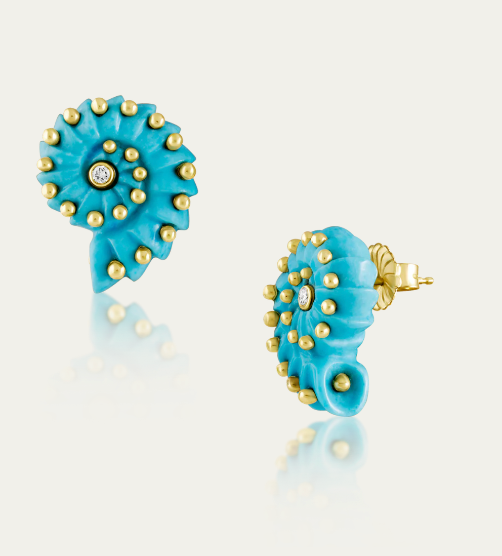 Carved Stone Ammonite Earrings