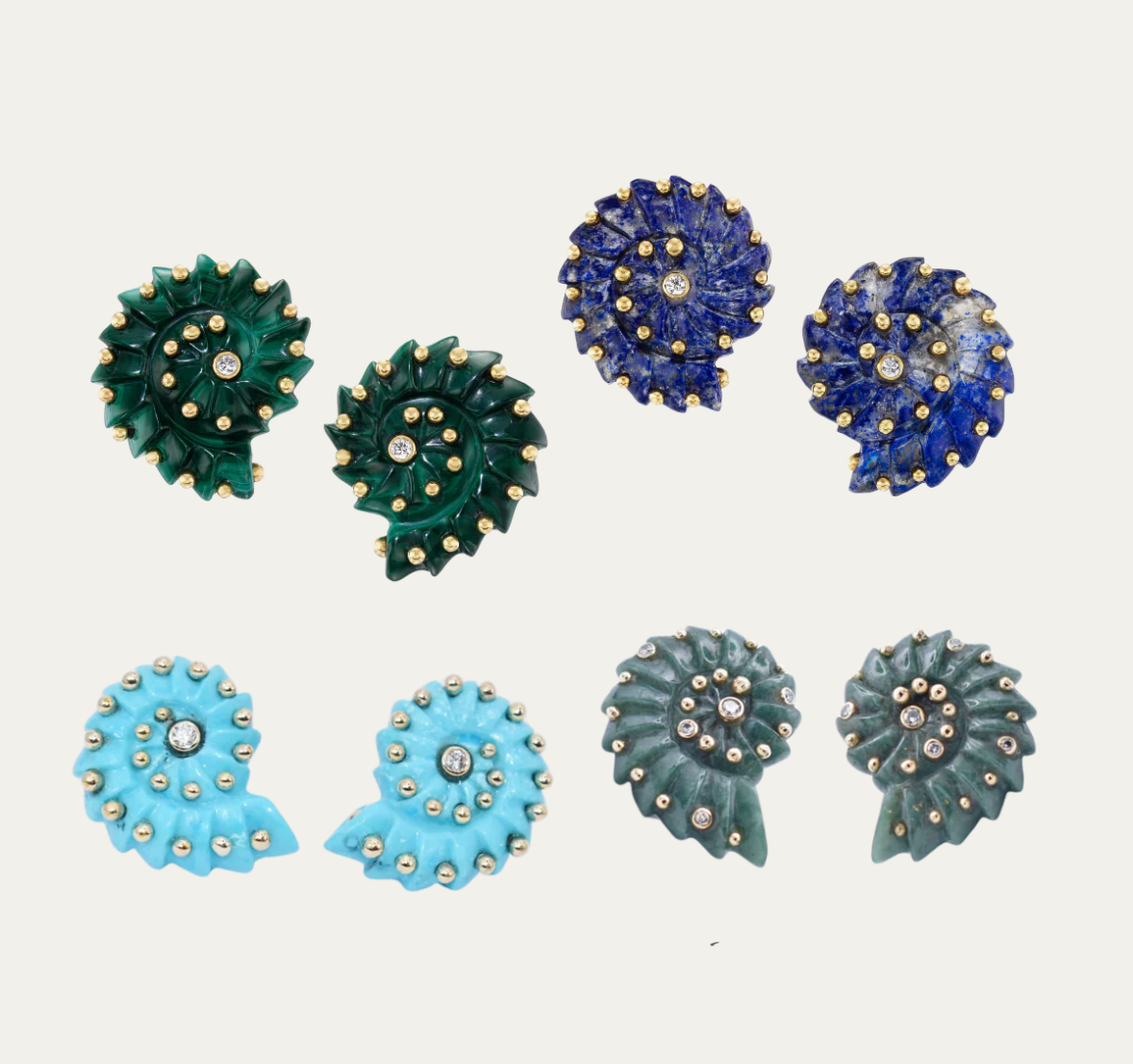 Carved Stone Ammonite Earrings