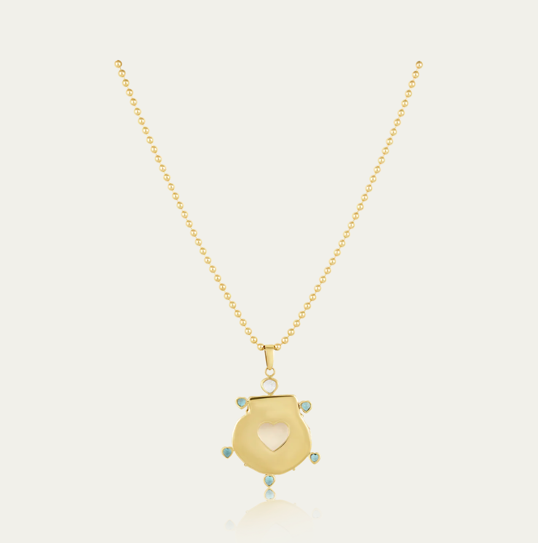 White Shell Blue Heart Halo Pendant