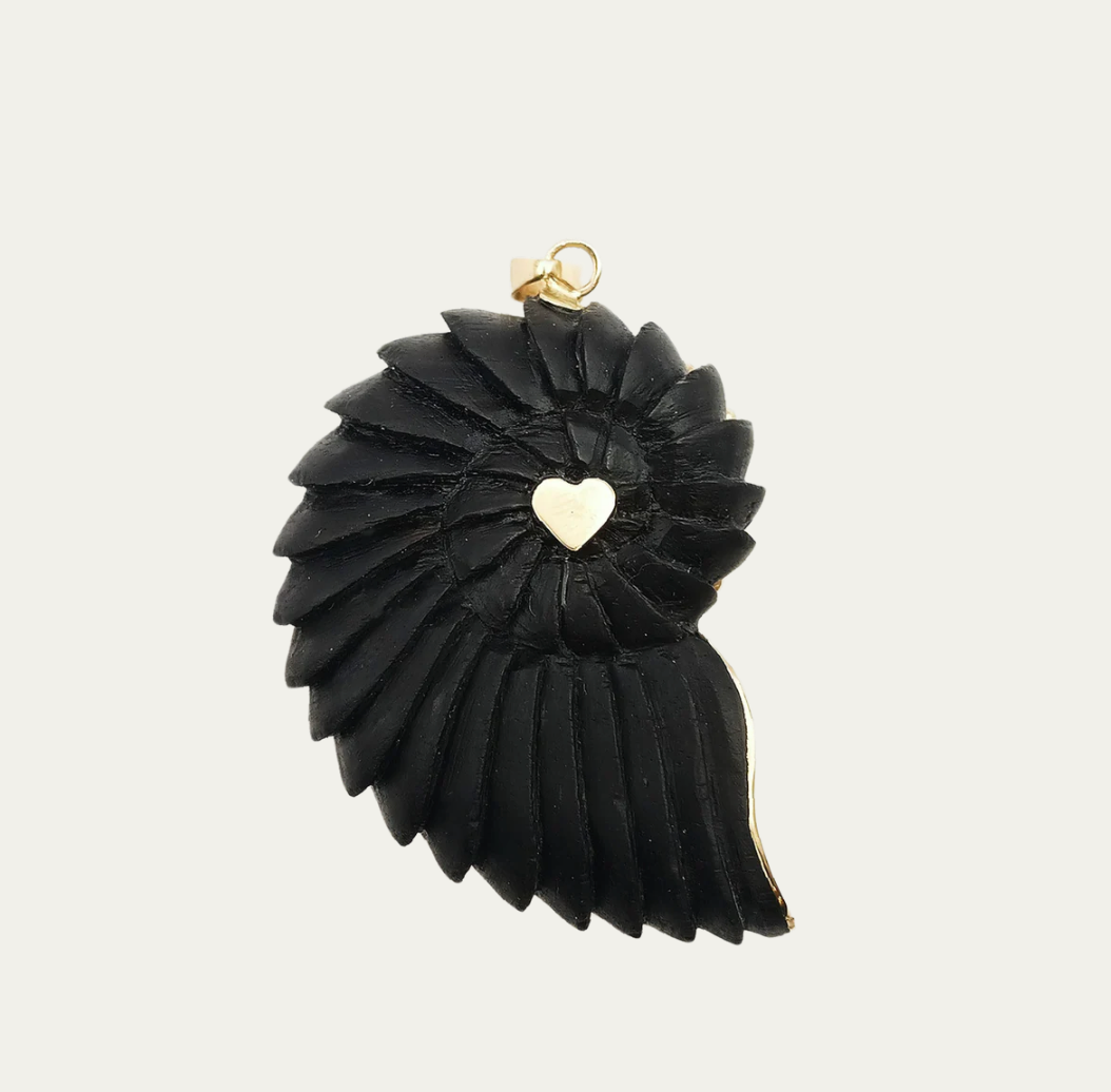 Carved Ebony Ammonite Pendant