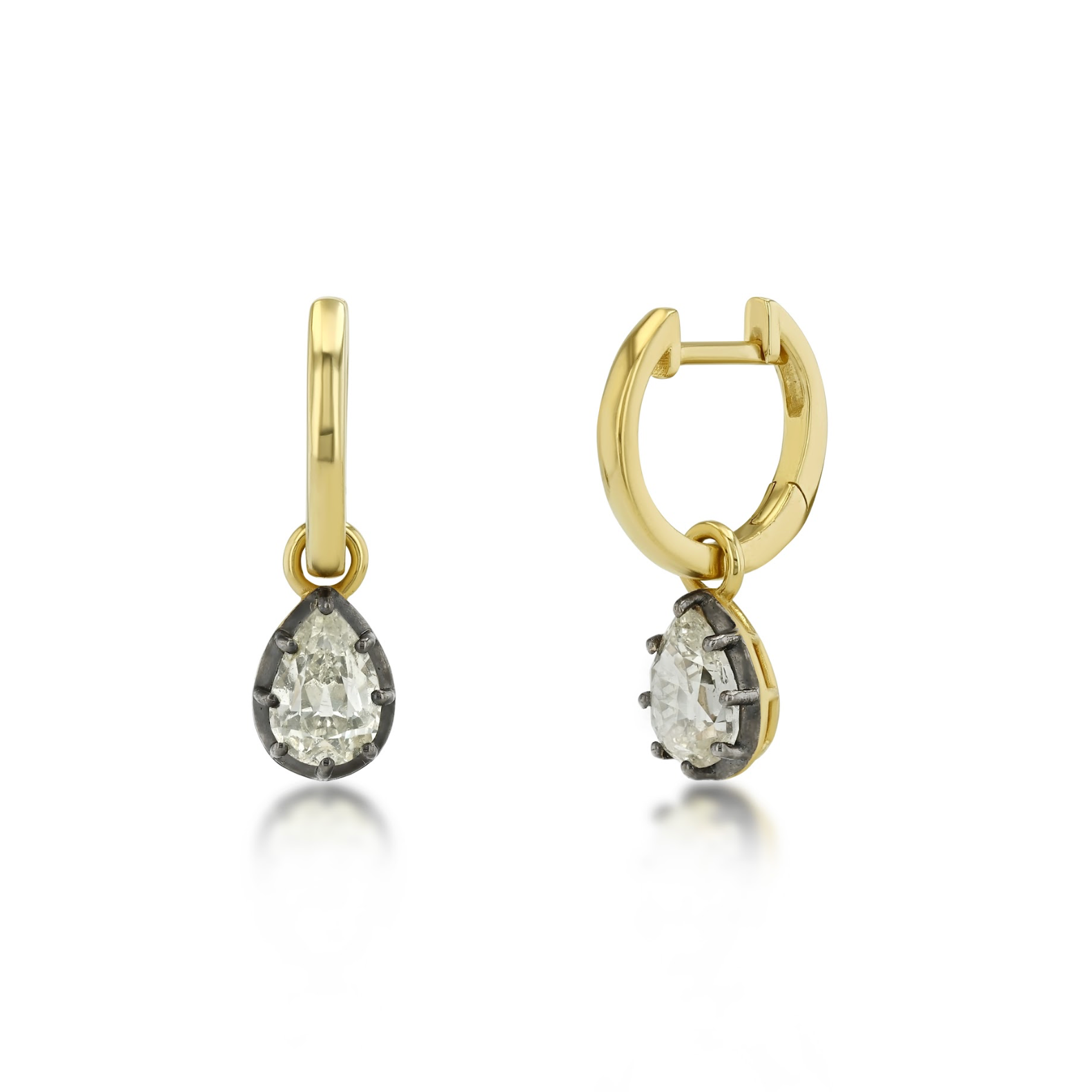Signature Diamond Drop Hoops - Pear