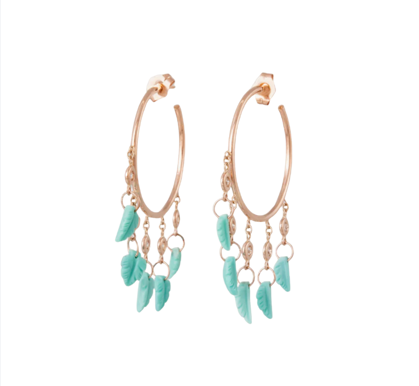 5 DIAMOND TURQUOISE LEAF SHAKER HOOPS