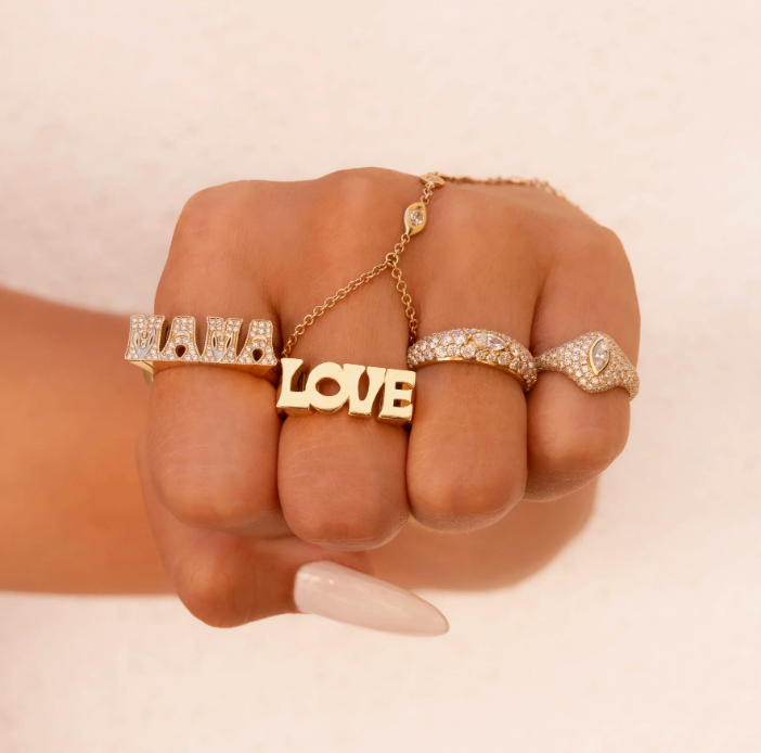 Pave Diamond Fuck & Love Groovy Ring