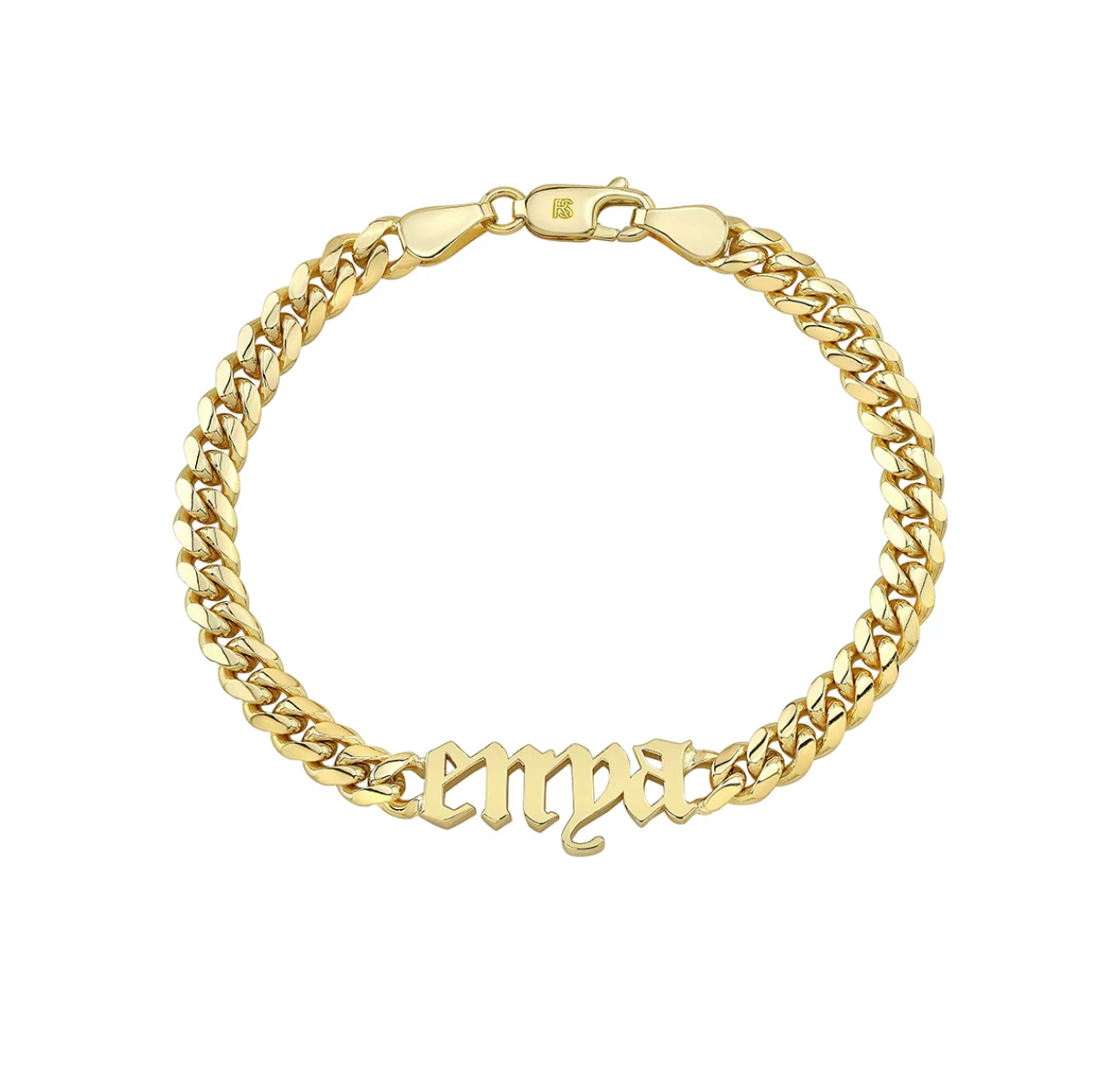 Gold Thick 2.0 Miami Cuban Link Old English Nameplate Bracelet