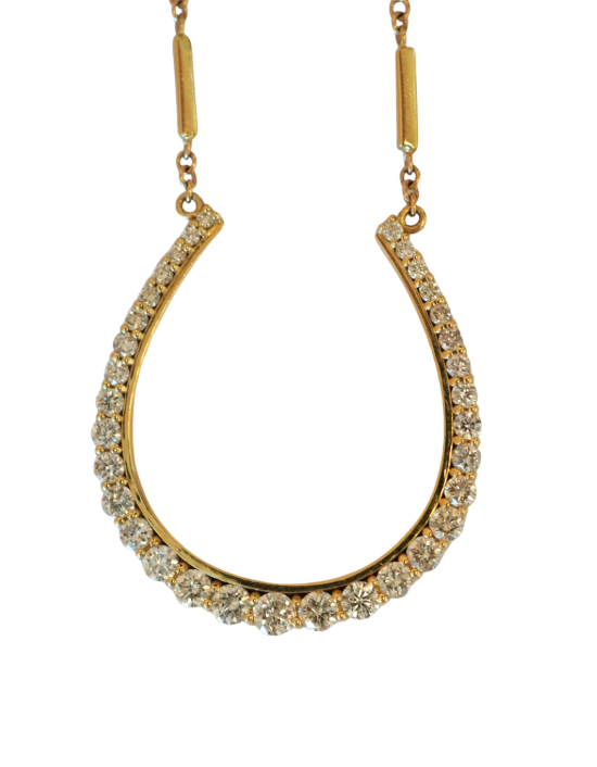Graduated Diamond Horseshoe Mini Smooth Bar Necklace