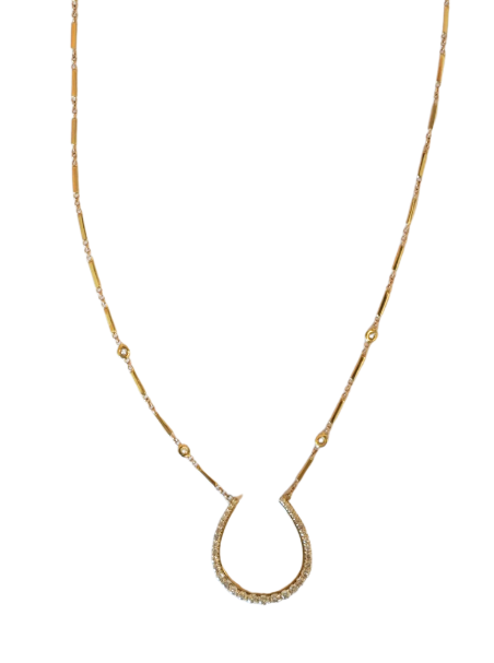 Graduated Diamond Horseshoe Mini Smooth Bar Necklace