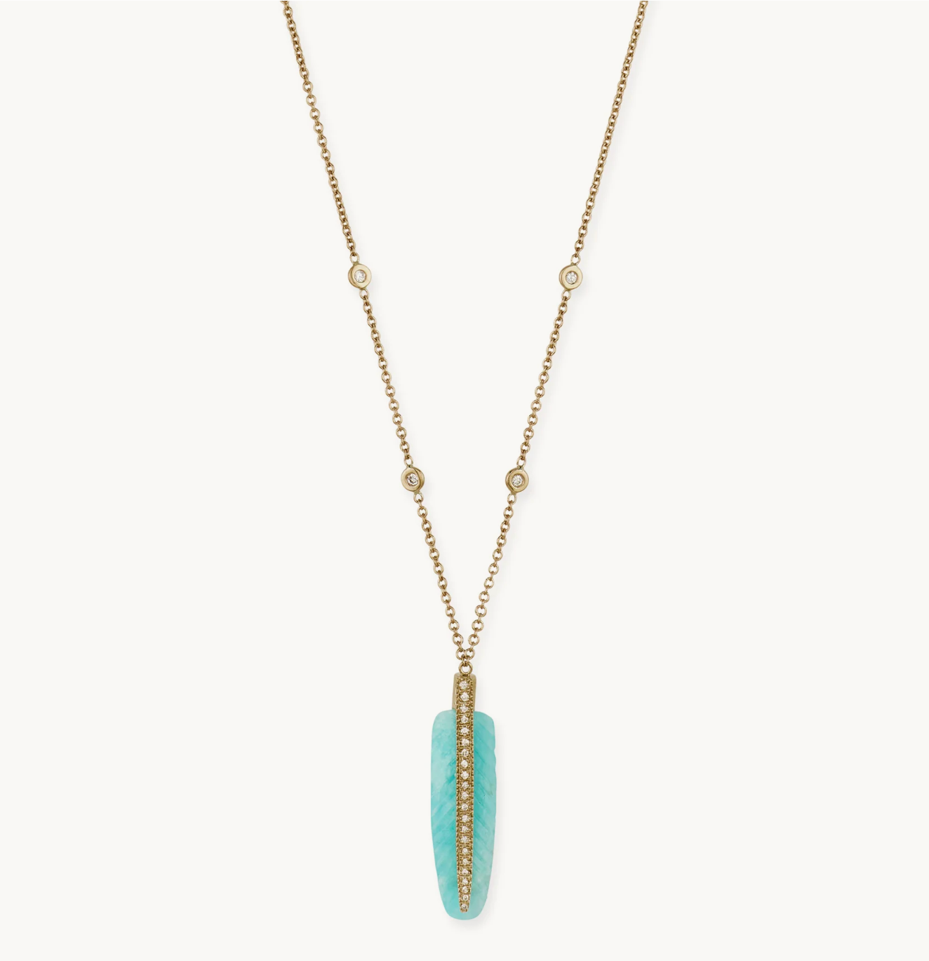 Pave Gemstone Feather Necklace