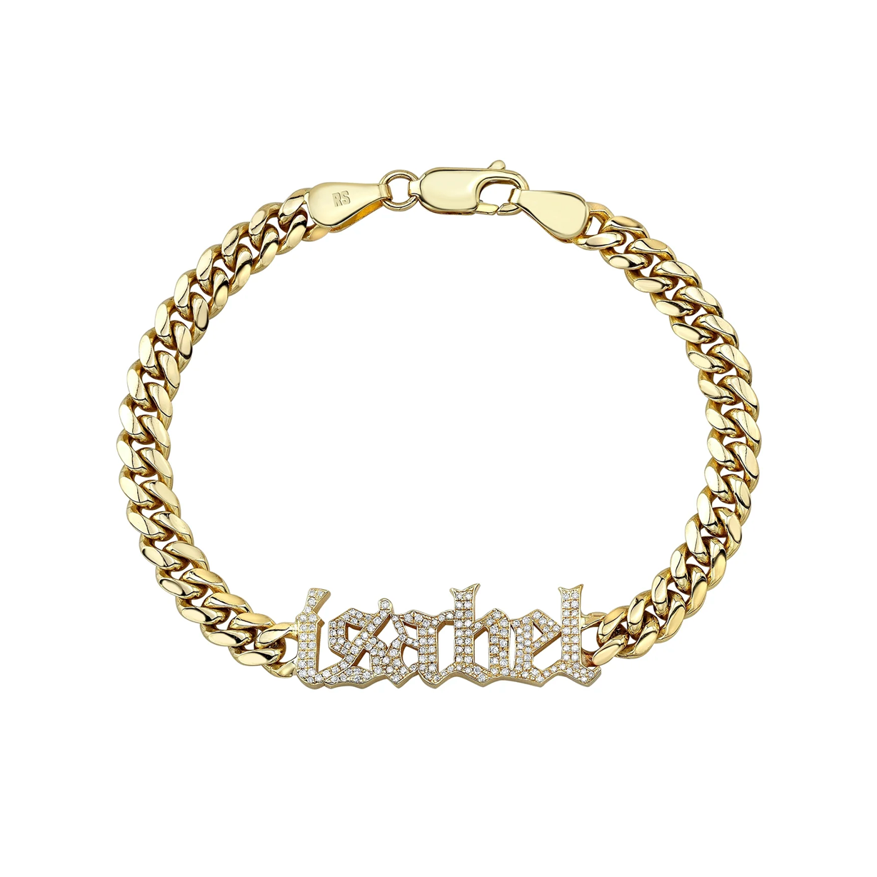 14K GOLD DIAMOND OLD ENGLISH THICK 2.0 MIAMI CUBAN LINK BRACELET
