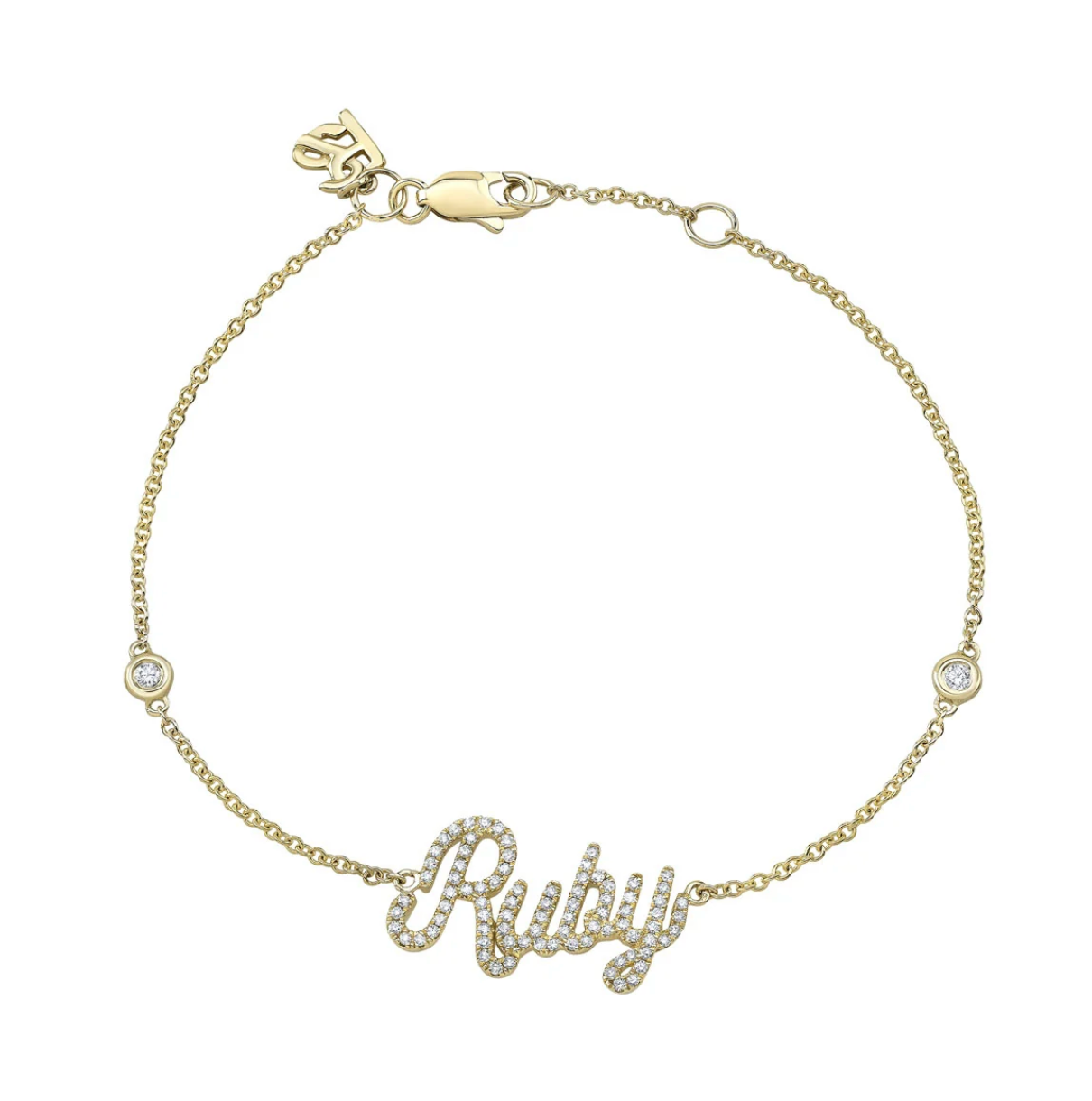14K GOLD DIAMOND SCRIPT NAMEPLATE BRACELET