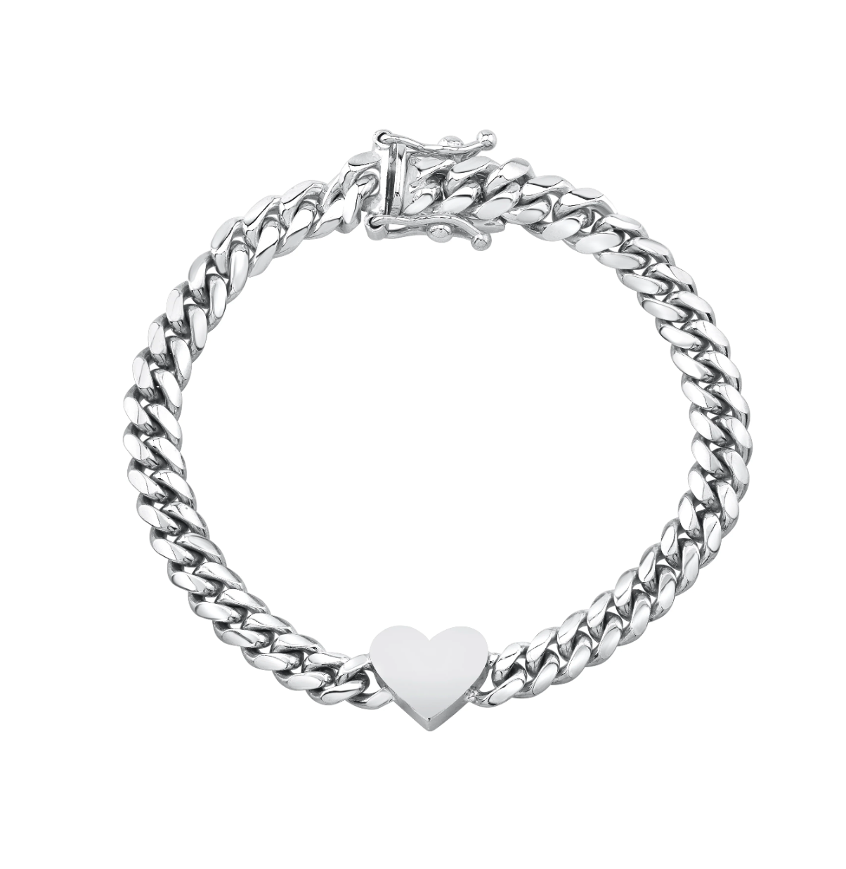 14K GOLD MIAMI CUBAN LINK THICK FLOATING HEART BRACELET