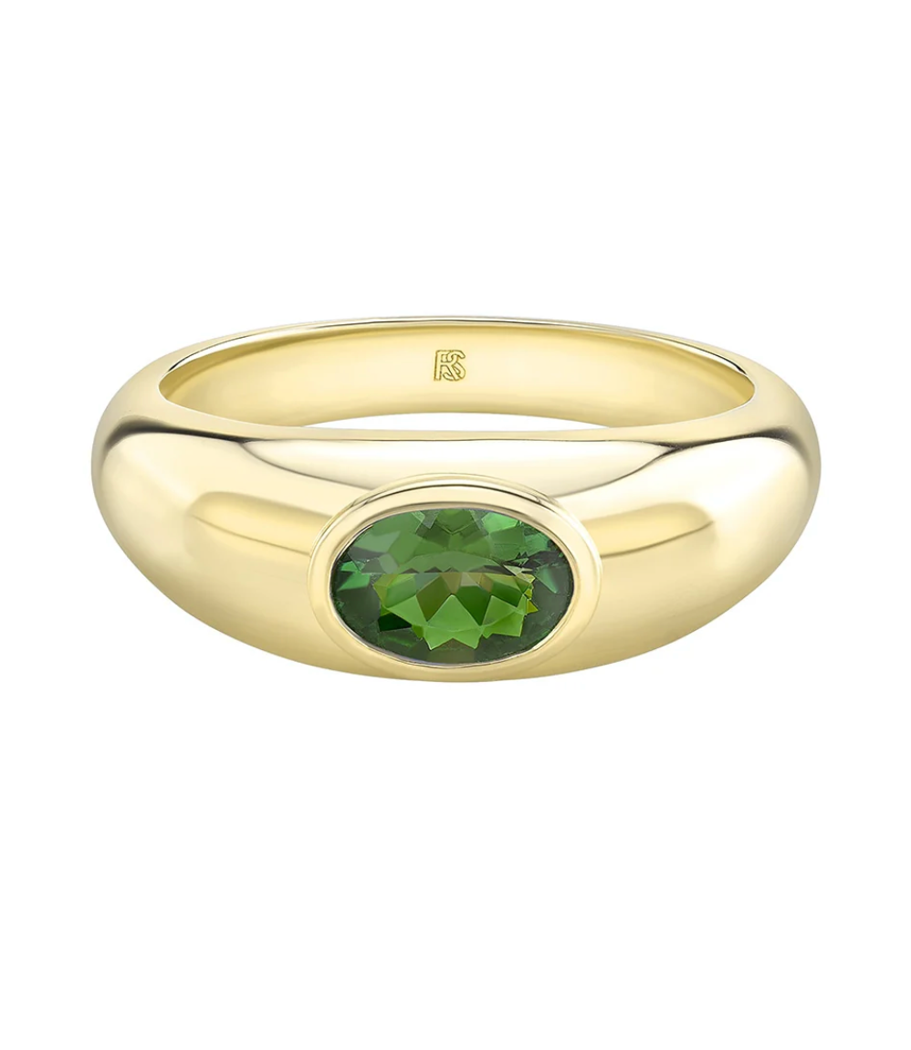 14K GOLD BEZEL SET DOME RING