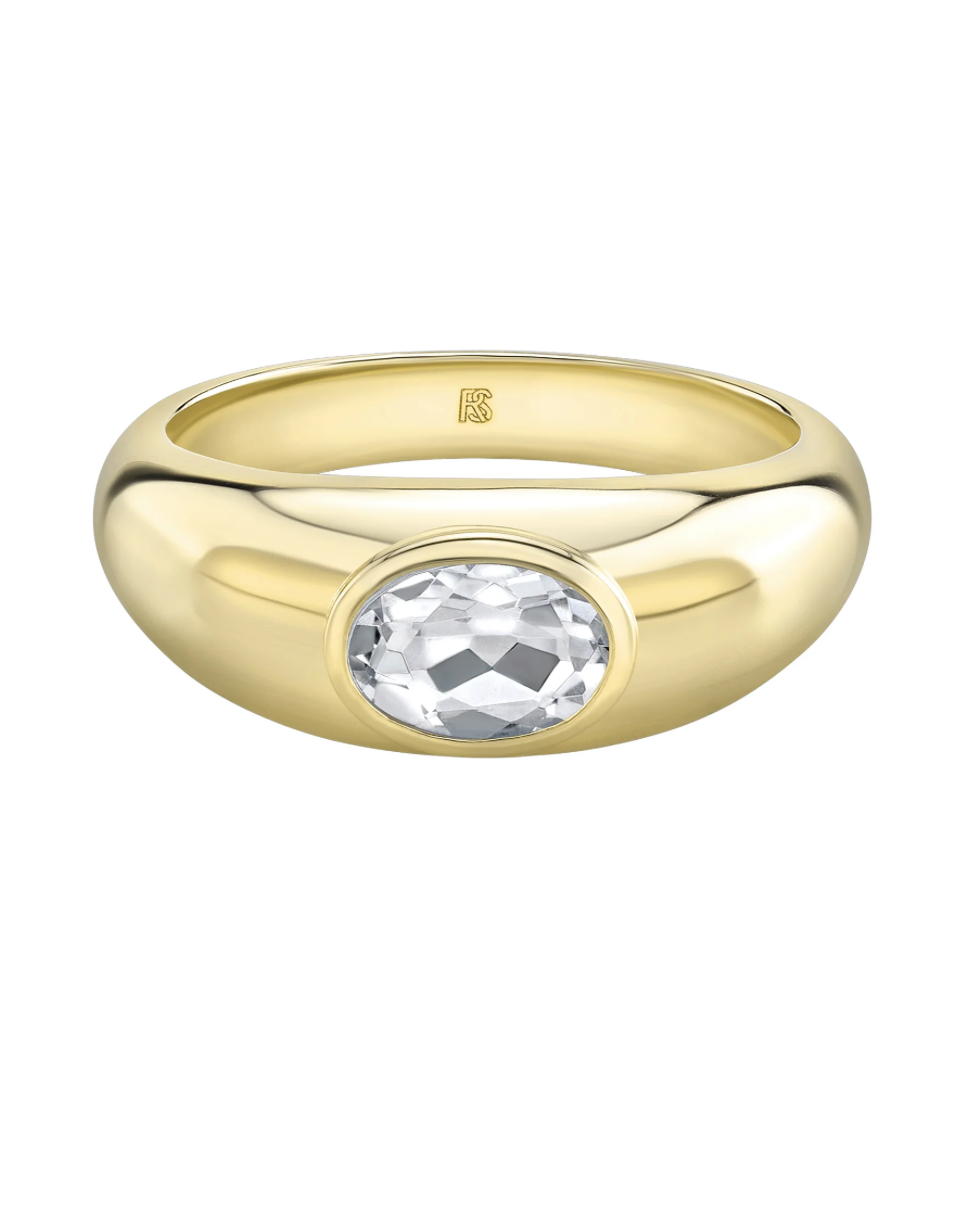 14K GOLD BEZEL SET DOME RING