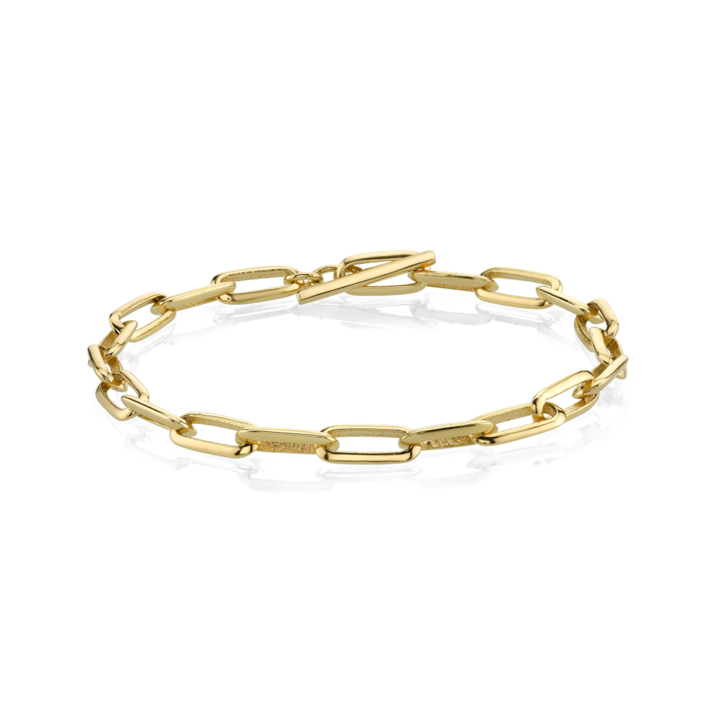 KNIFE EDGE OVAL LINK CHAIN BRACELET