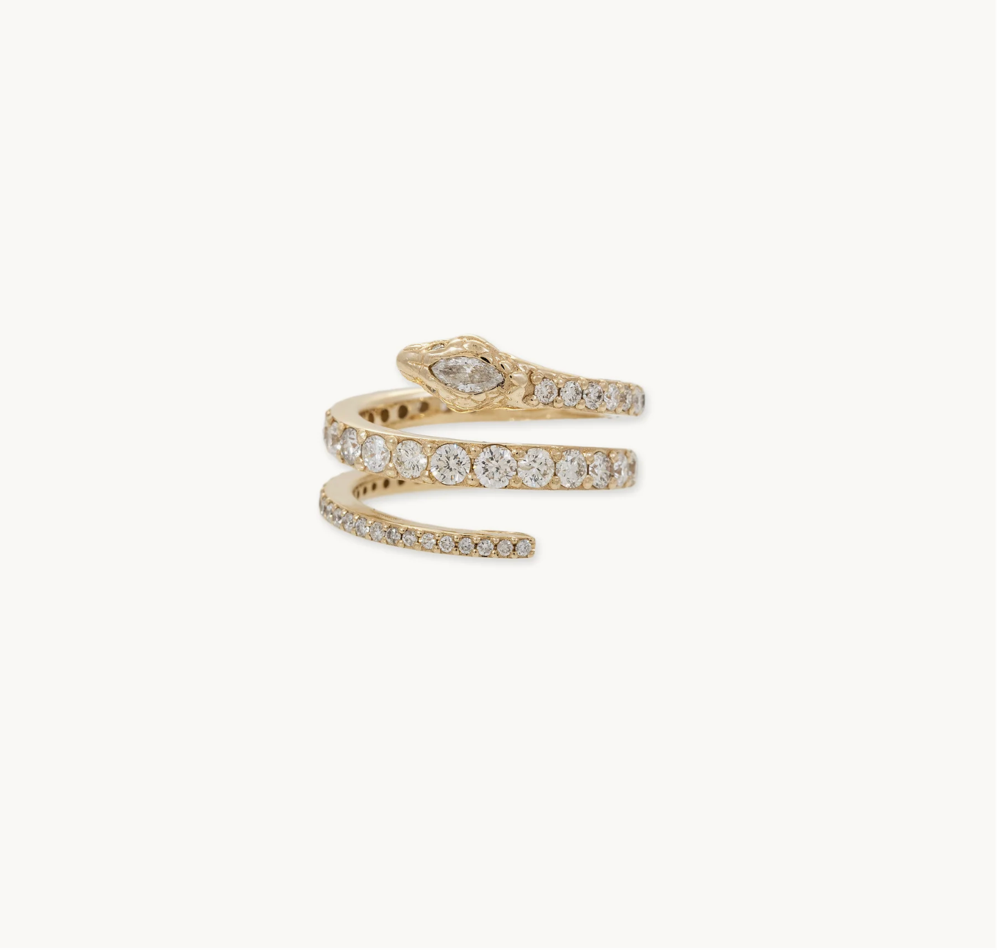 Marquise Diamond Head Graduated Pave Coil Snake Ring