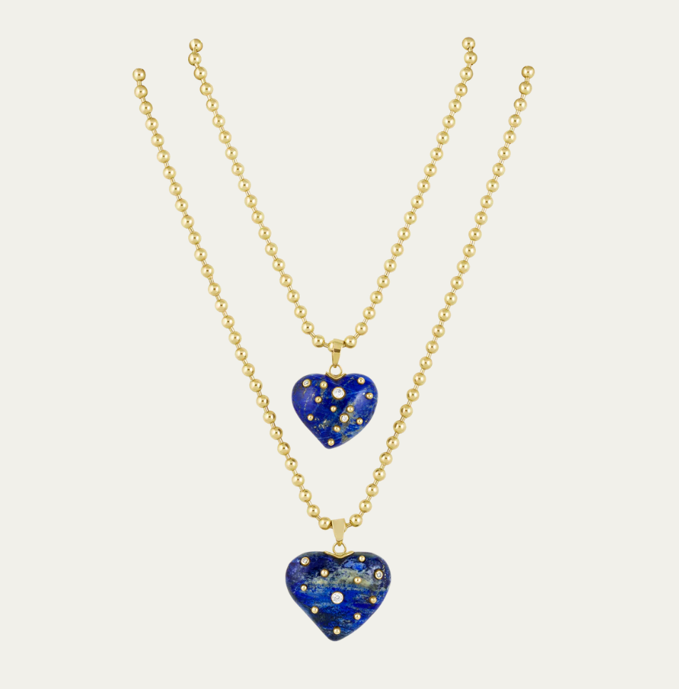 Blue Lapis Studded Heart Pendant