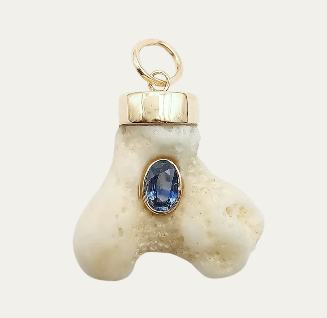 Coral with Purple Sapphire Pendant