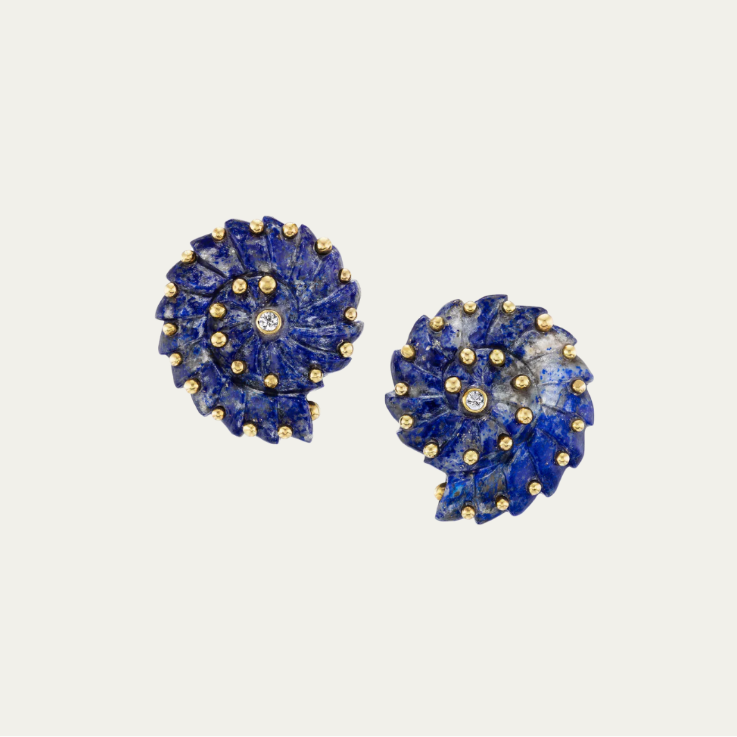 Carved Stone Ammonite Earrings