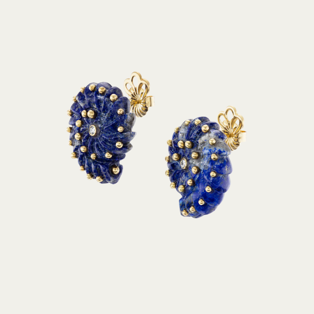Carved Stone Ammonite Earrings