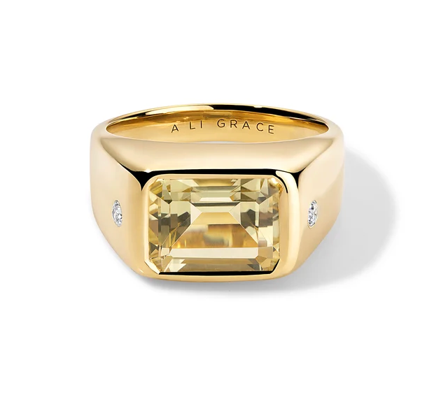 Lemon Citrine & Diamonds Ring