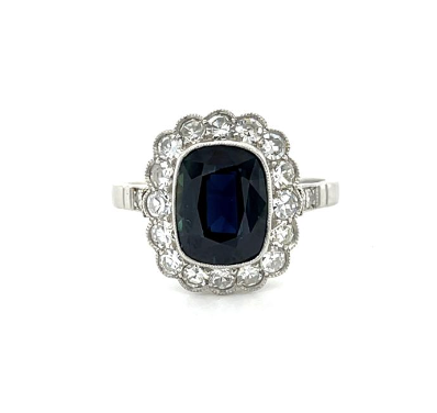 Vintage 4.50 ct Sapphire Platinum + 18K Yellow Gold Handmade Ring