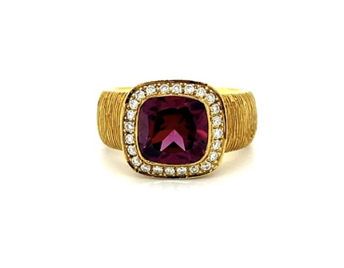 Vintage Pink Tourmaline and Diamond Ring