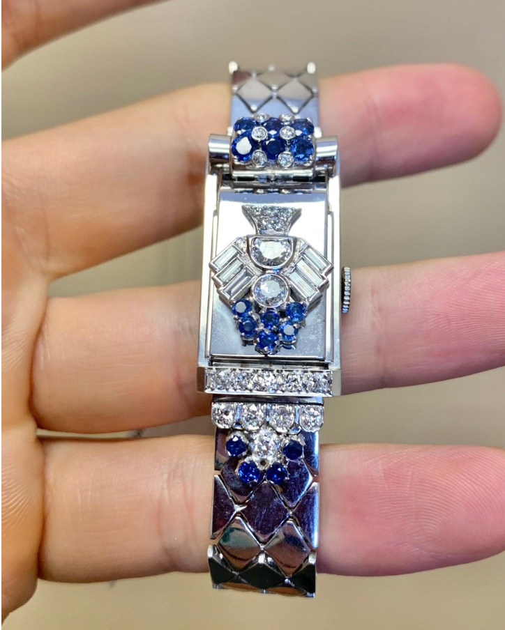 Vintage Retro Diamond & Sapphire Watch