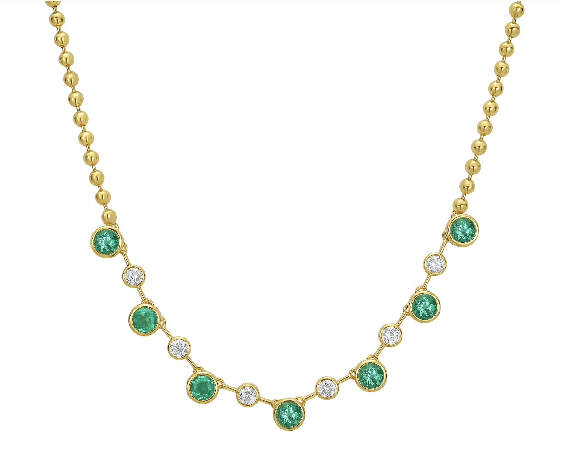Mia Emerald and Diamond Fringe Necklace