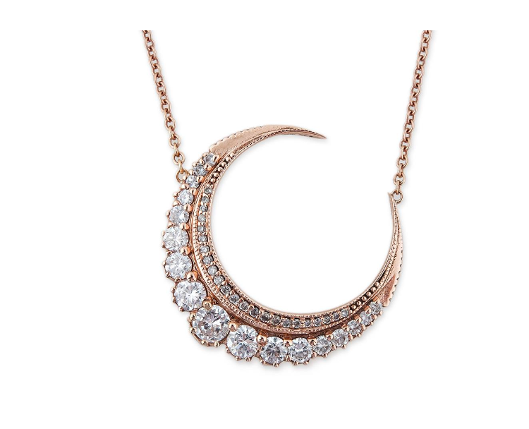 GRADUATED DIAMOND CRESCENT MOON NECKLACE