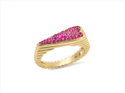 FLUTED PINK SAPPHIRE HEART RING