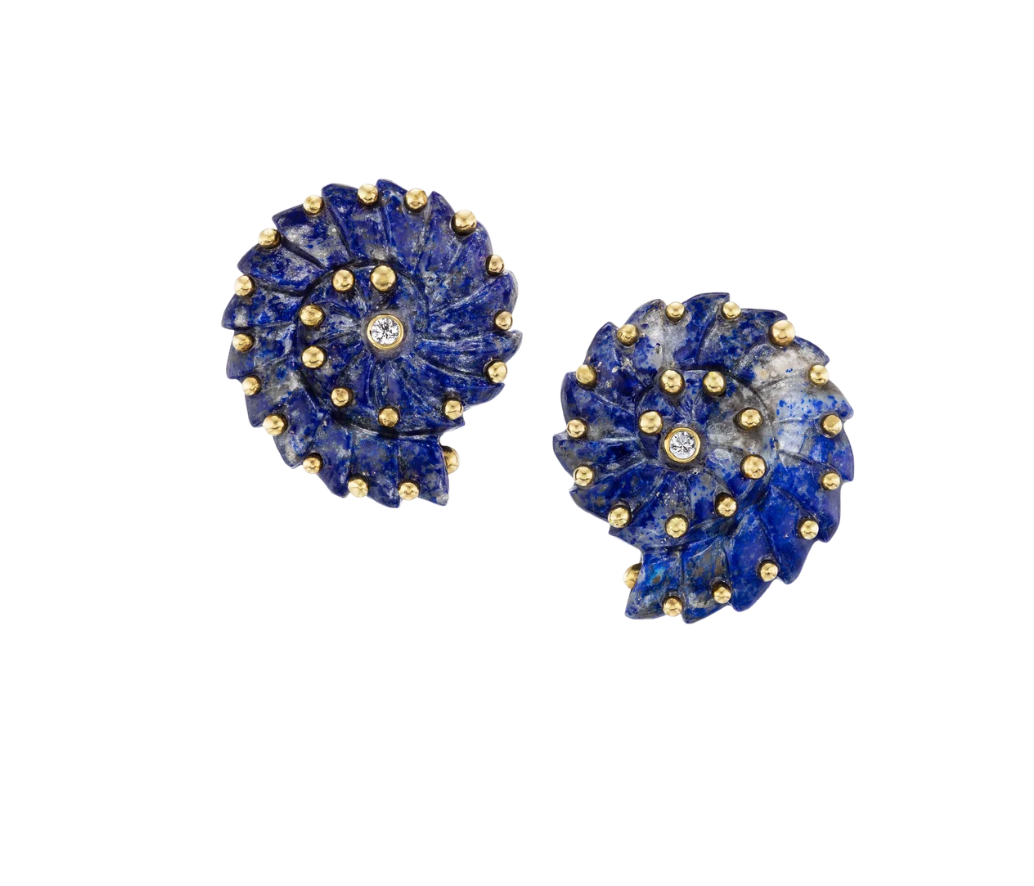 Carved Stone Ammonite Earrings