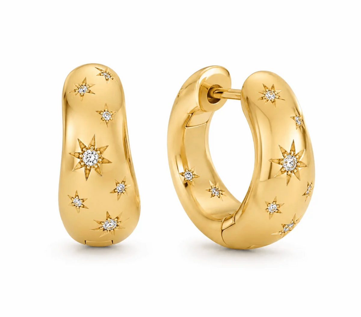 DIAMOND STARBURST BUBBLE HOOP EARRINGS