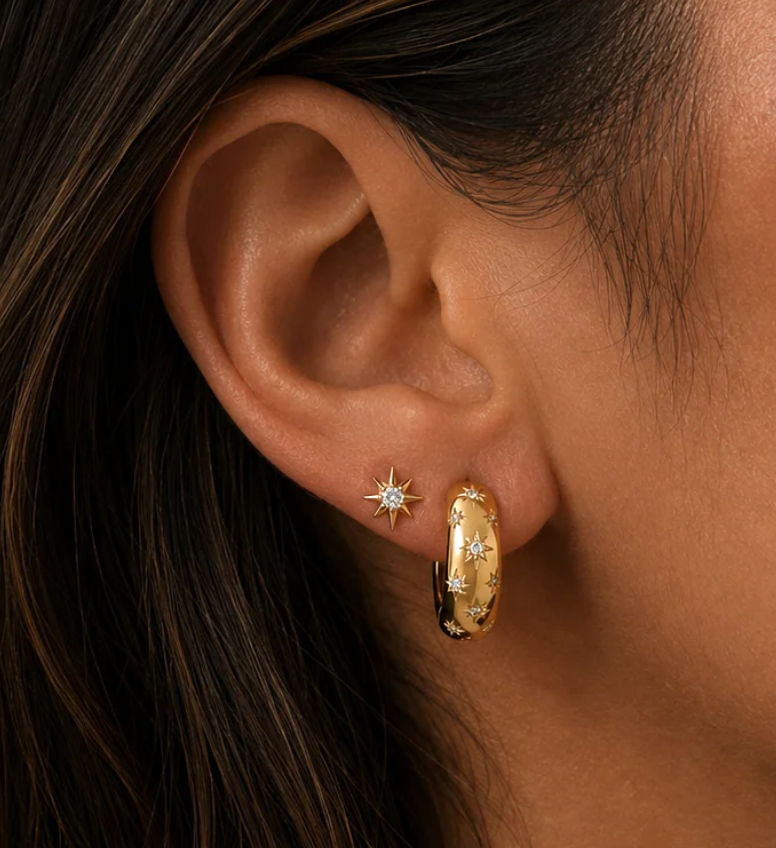 DIAMOND STARBURST BUBBLE STUDS