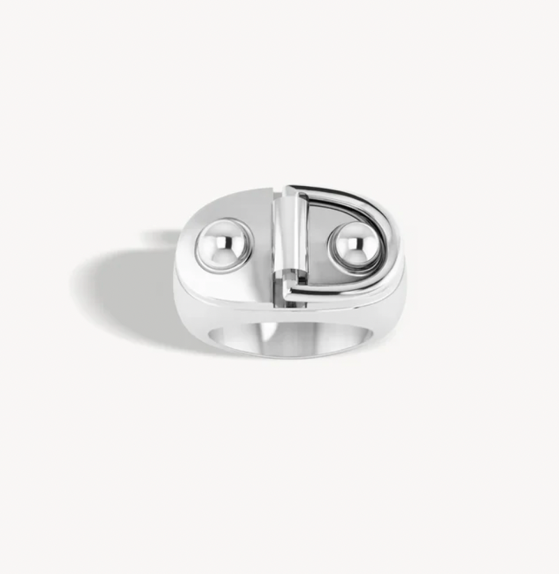 Signet Silver Rivet Ring Sm