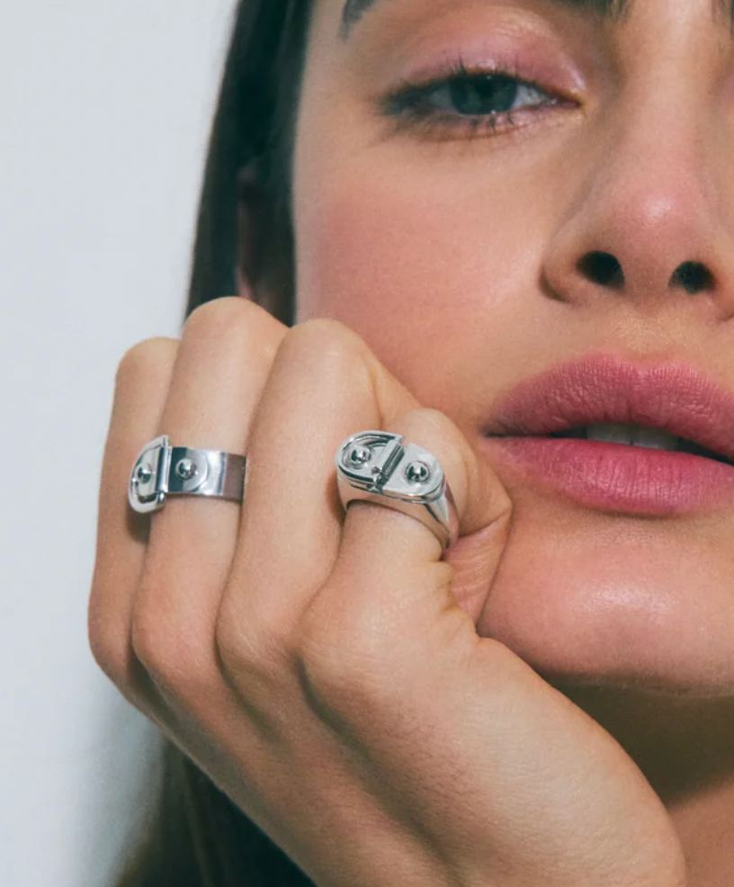 Signet Silver Rivet Ring Sm