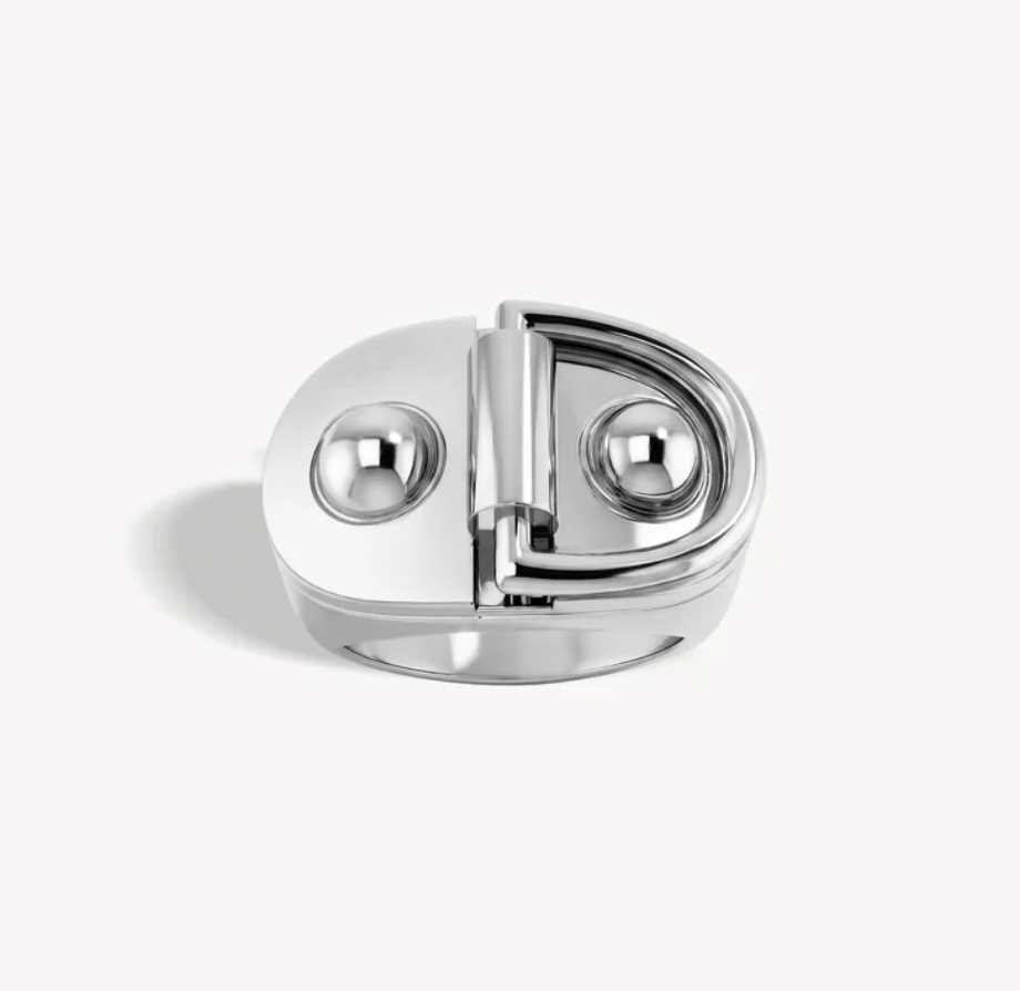 Large Signet Silver Rivet Ring