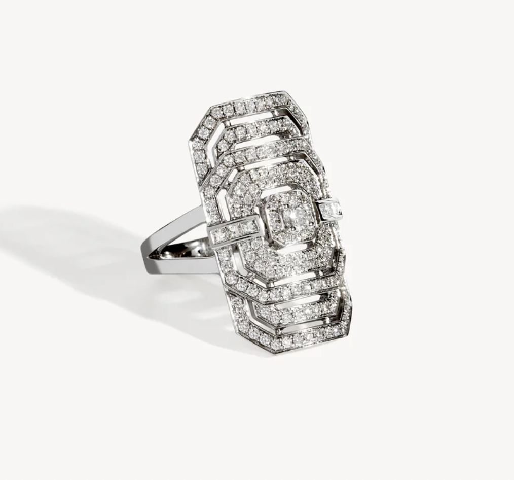 large MY WAY DIAMONDS & 18K white GOLD ring