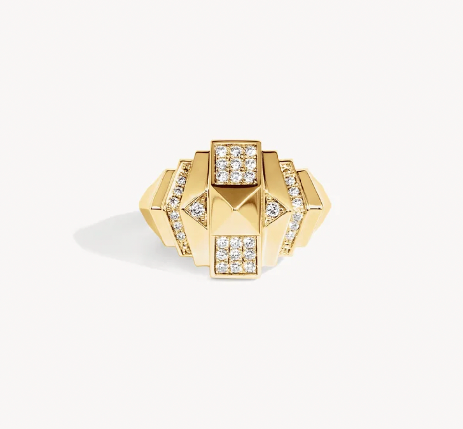 ROCKAWAY MINI PYRAMID HALF PAVED RING