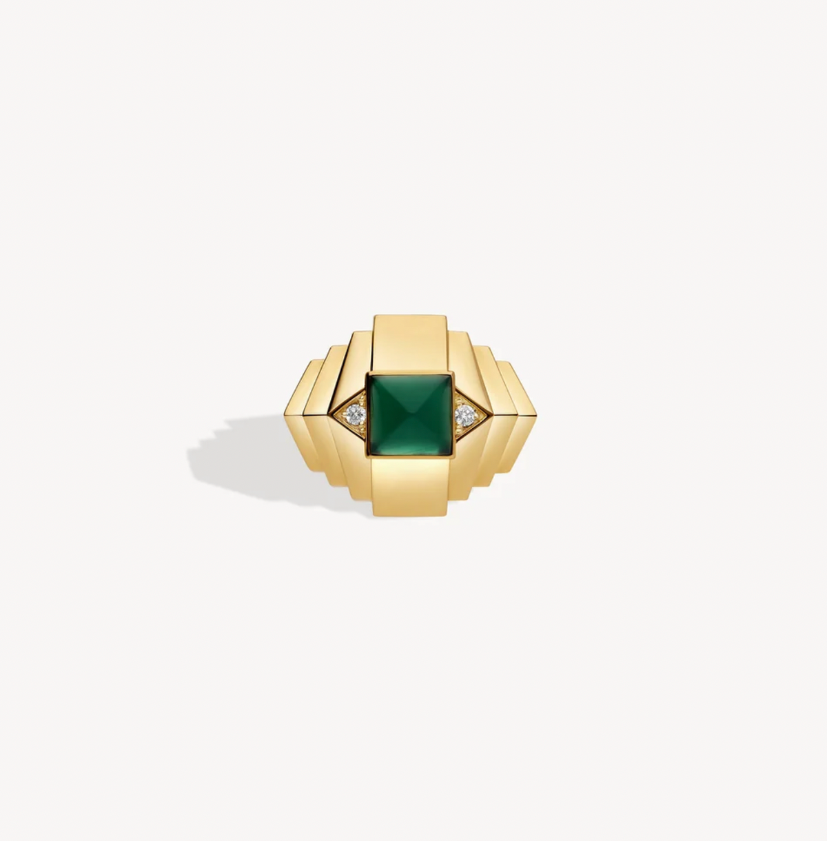 ROCKAWAY MINI PYRAMID RING Yellow Gold & Green Agate