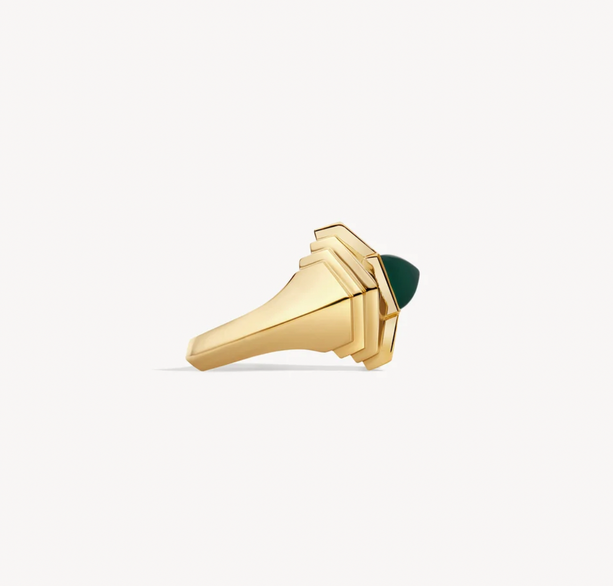 ROCKAWAY MINI PYRAMID RING Yellow Gold & Green Agate