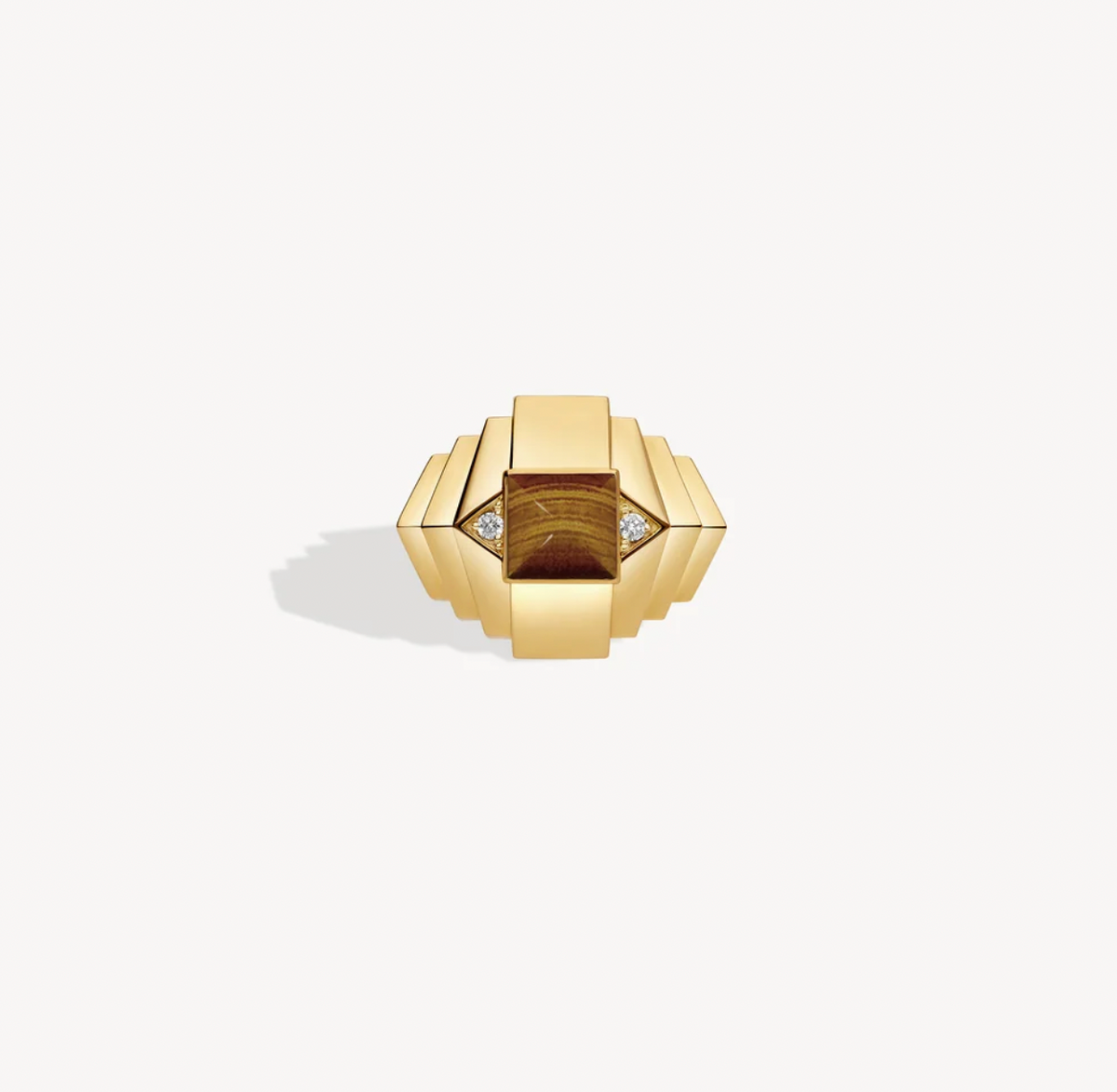 ROCKAWAY MINI PYRAMID RING Yellow Gold & Tiger's Eye