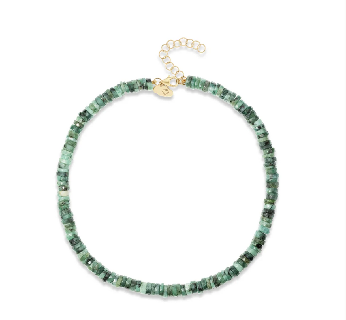 Raw Emerald Faceted Heishi Bead Necklace