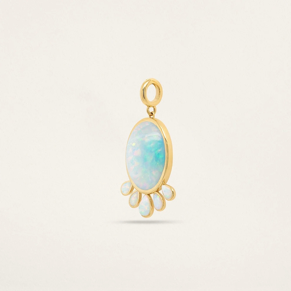 OVAL W/ PEAR FRINGE CHARM - OPAL