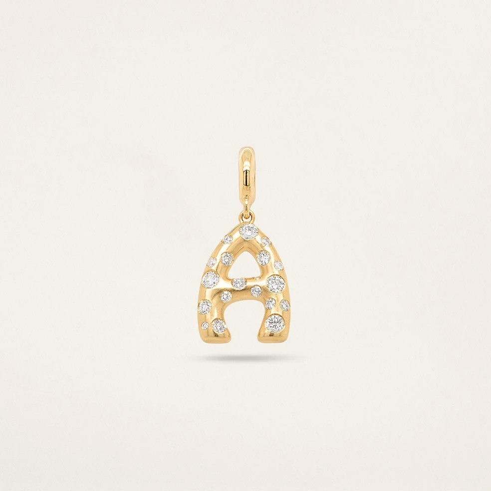 LETTER CHARM - DIAMOND W/ MATTE FINISH