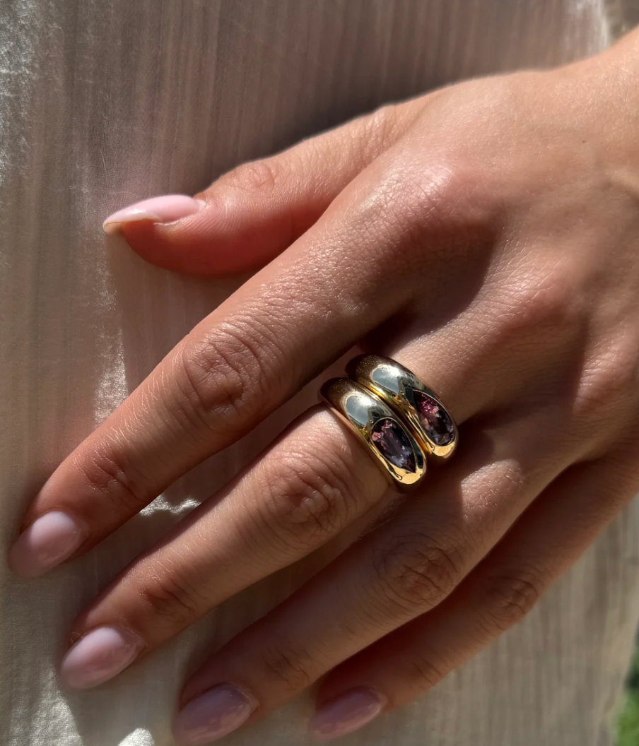 ELONGATED PEAR CLASSIC NOMAD RING - PURPLE GARNET