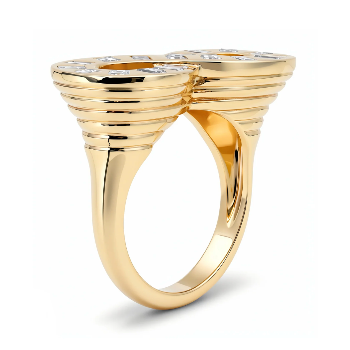 14K YG Jumbo Baguette Diamond Infinity Ring