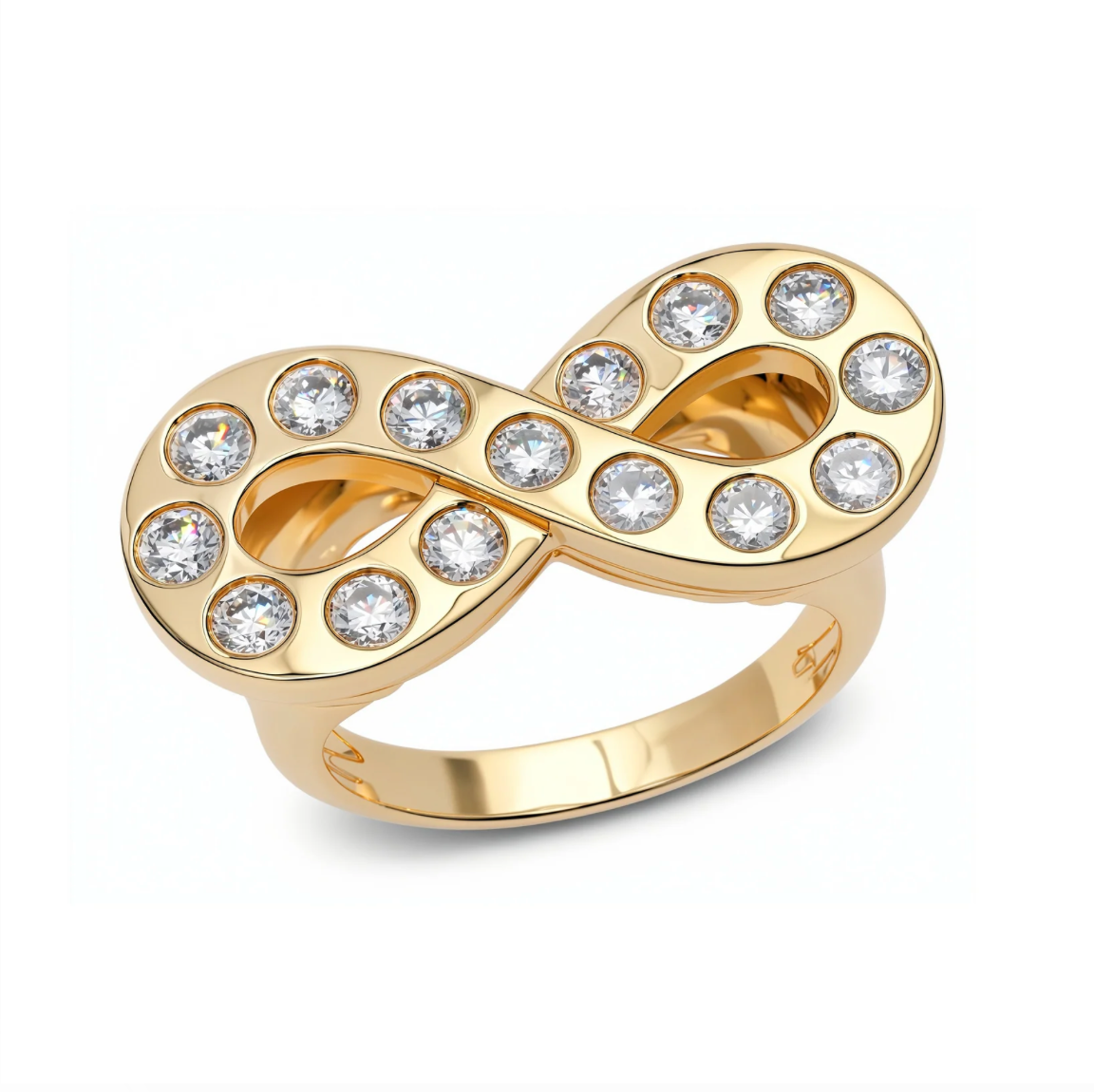 14K YG Jumbo Diamond Infinity Ring