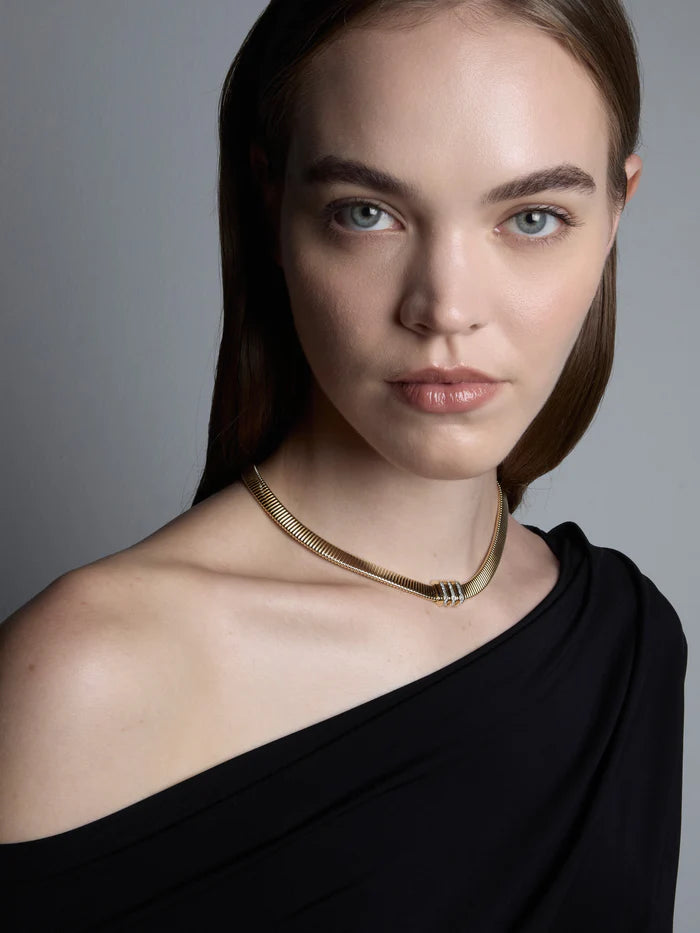 Raisina Cipher Diamond Tubogas  Necklace